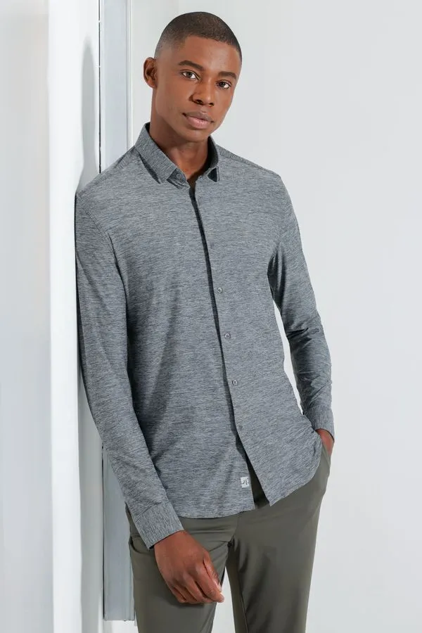 Camisa New Melange Manga Longa Cinza - GG