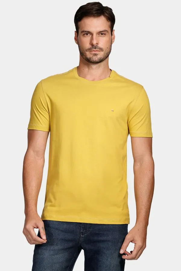 Camiseta Manga Curta Básica Amarelo Mostarda - XGG