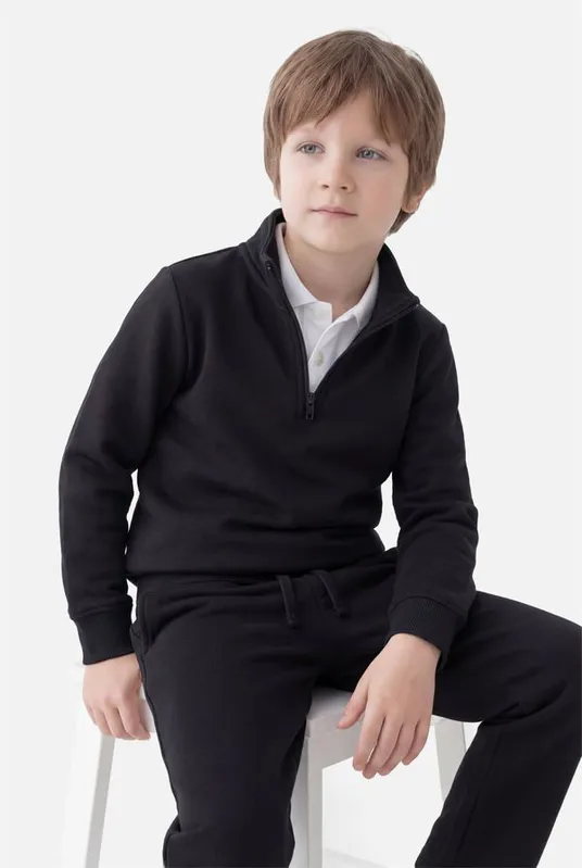 Moletom Manga Longa Infantil Malha 1/2 Zíper Preto - 12