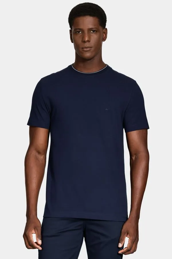 Camiseta Manga Curta Friso Gola Marinho - XXG