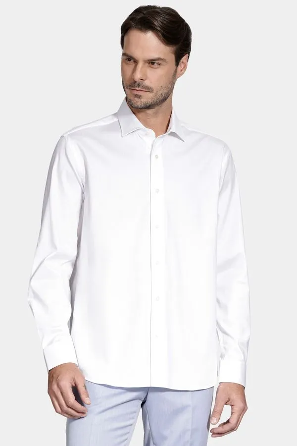 Camisa Manga Longa Social Regular Maquinetada Stretch Branco - 44