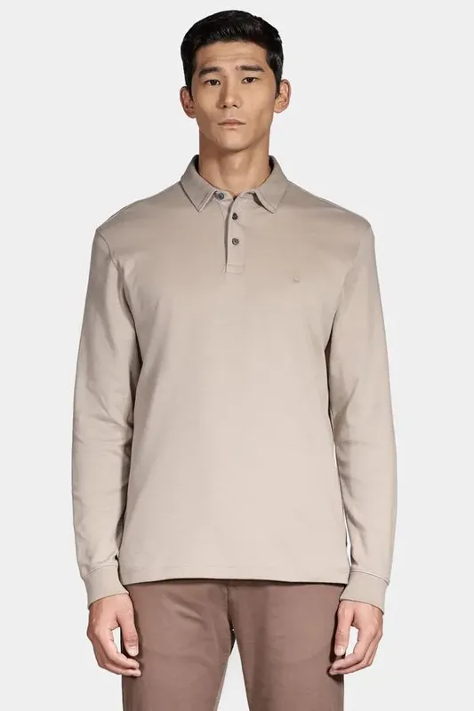 Polo Interlock Pima Long Sleeve Amendoa - XGG