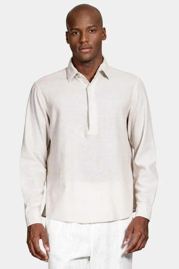 Camisa Manga Longa Bata Regular Rústica Caqui - P