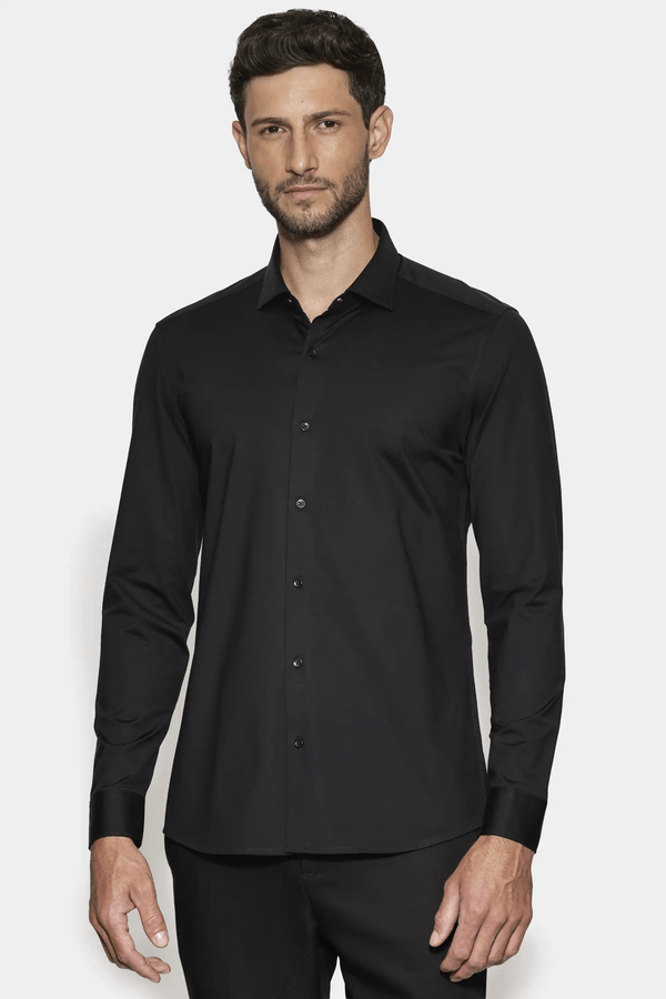 Camisa Slim Cetim de Malha Fio 120/2 Preto - G