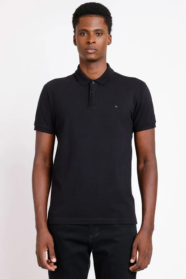Polo Manga Curta Petilho Jacquard Preto - P