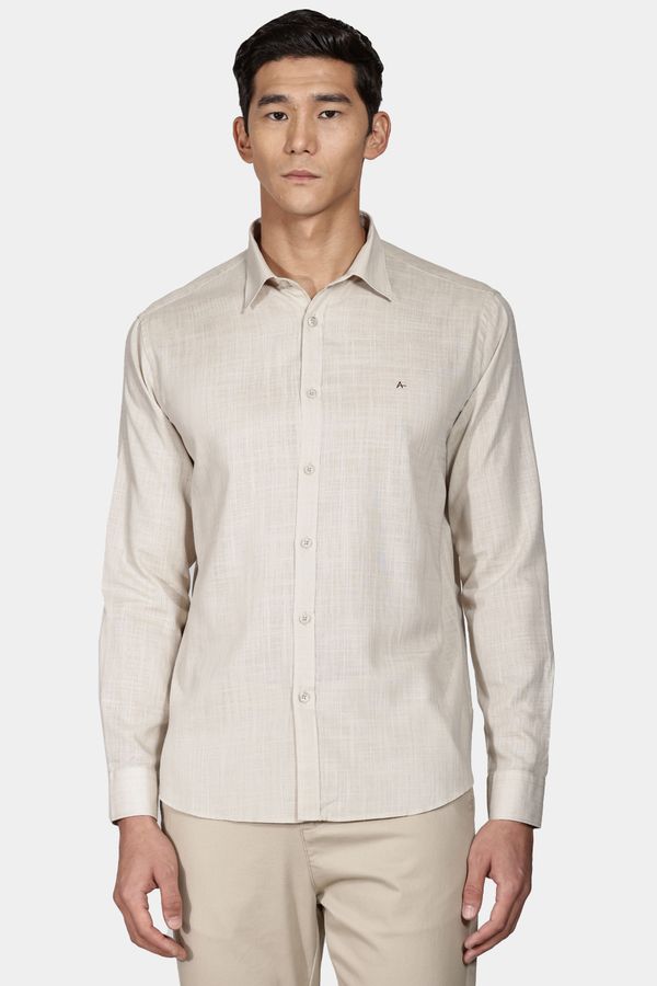 Camisa Manga Longa Slim Slub Flame Cáqui - G