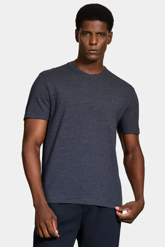 Camiseta Manga Curta Piquet Jacquard Marinho - G