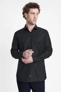 Camisa Manga Longa Icon Slim Algodão Pima Liso Preto - XGG