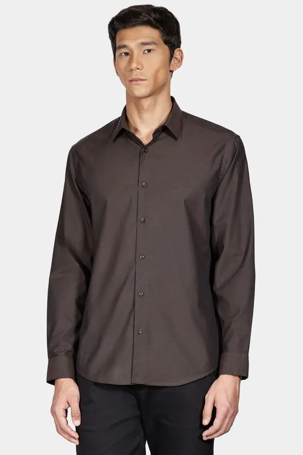 Camisa Regular Algodão Egípcio Fio 50 Petronas Marrom - M