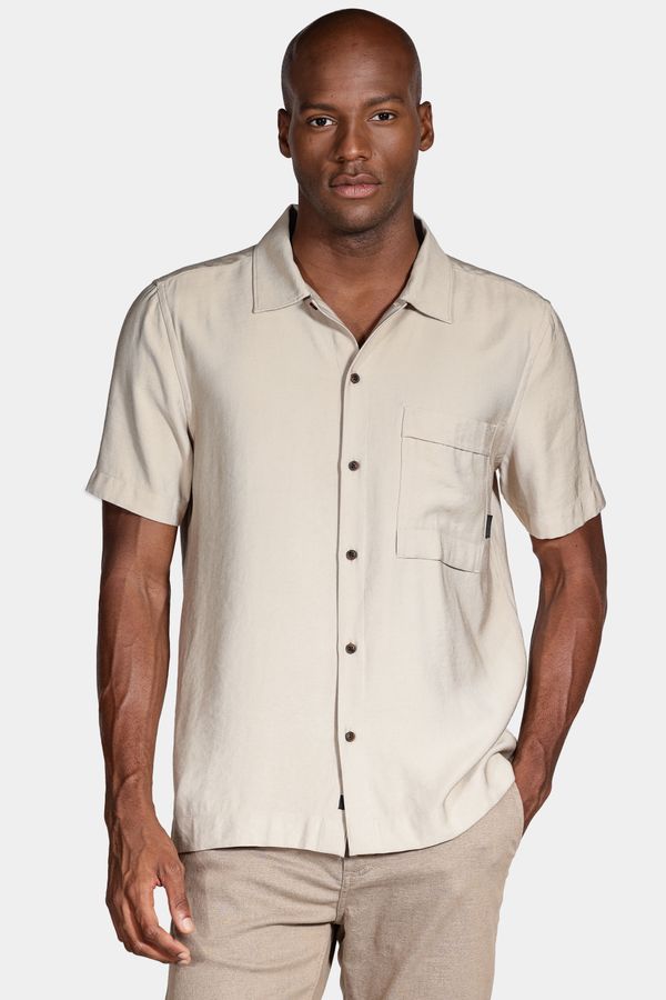 Camisa Manga Curta Regular Ampla Caqui - M