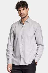 Camisa Manga Longa Regular Melange Cinza - P