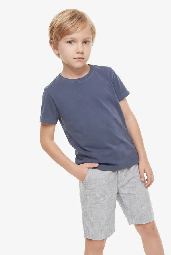 Camiseta Manga Curta Infantil Piquet Estonada Azul Neblina - 4