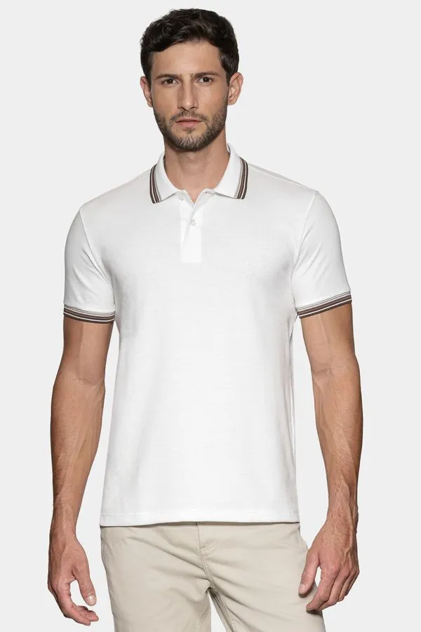 Polo Manga Curta Malha Colmeia Off White - GG