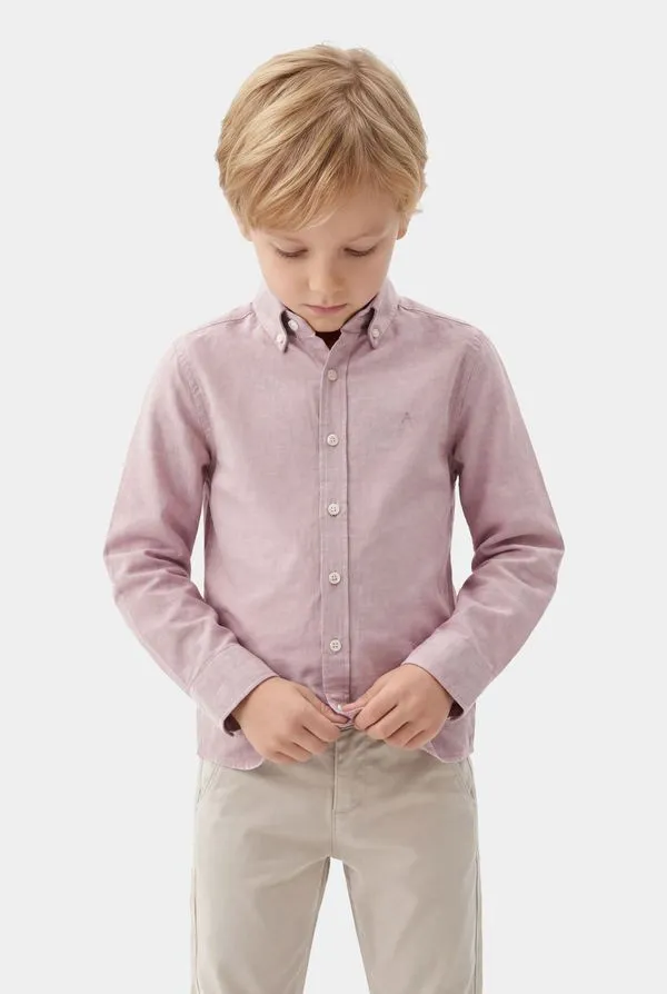 Camisa Manga Longa Infantil Oxford Rosa Escuro - PP