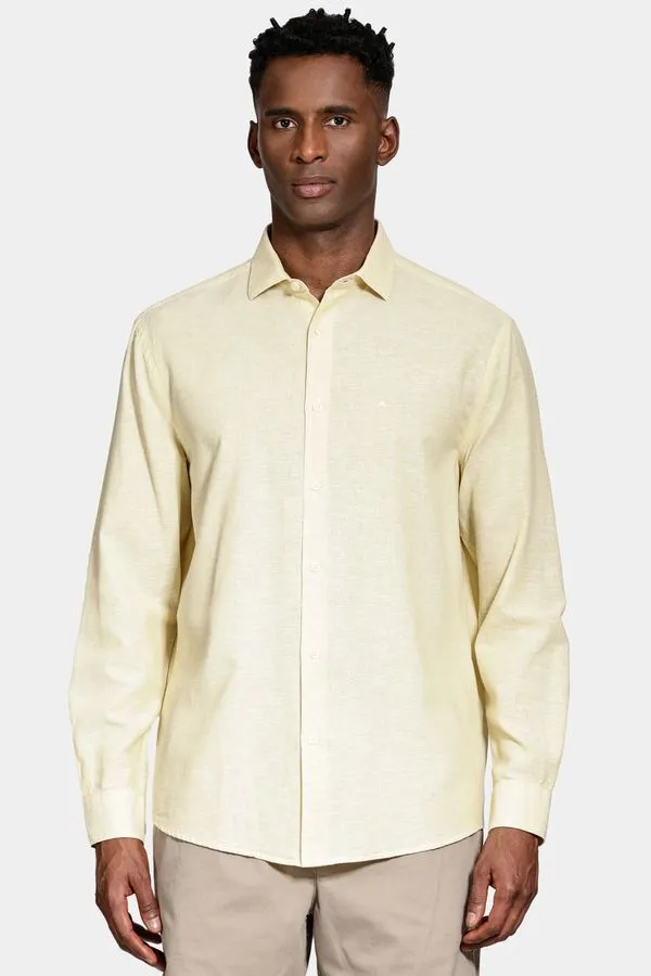 Camisa Manga Longa Regular Linho Algodão Surat Amarelo - 5G