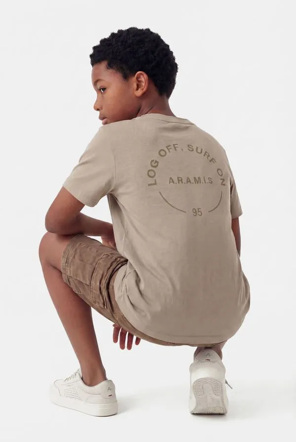 Camiseta Manga Curta Infantil Silk Log Off Caqui Claro - XPP
