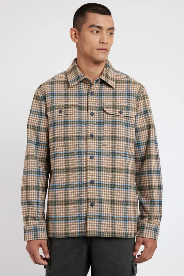 Camisa Overshirt de Lã Relaxed Fit Camel - G