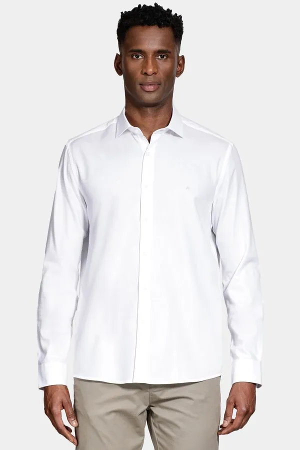 Camisa Slim Algodão Tricoline Manga Longa Branco - P