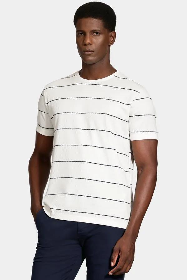 Camiseta Manga Curta Malha Rusc Ft Off White Com Marinho - GG