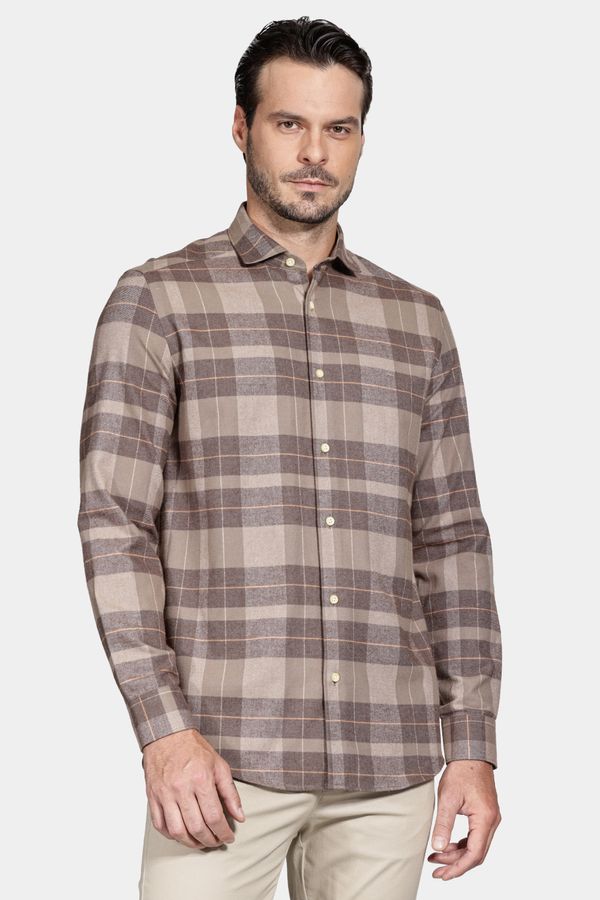 Camisa Manga Longa Regular São João Xadrez Caqui - G