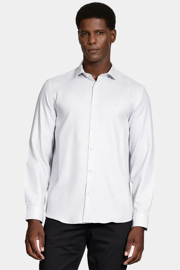 Camisa Manga Longa Regular Tricoline Maquineta Mix Cinza - P