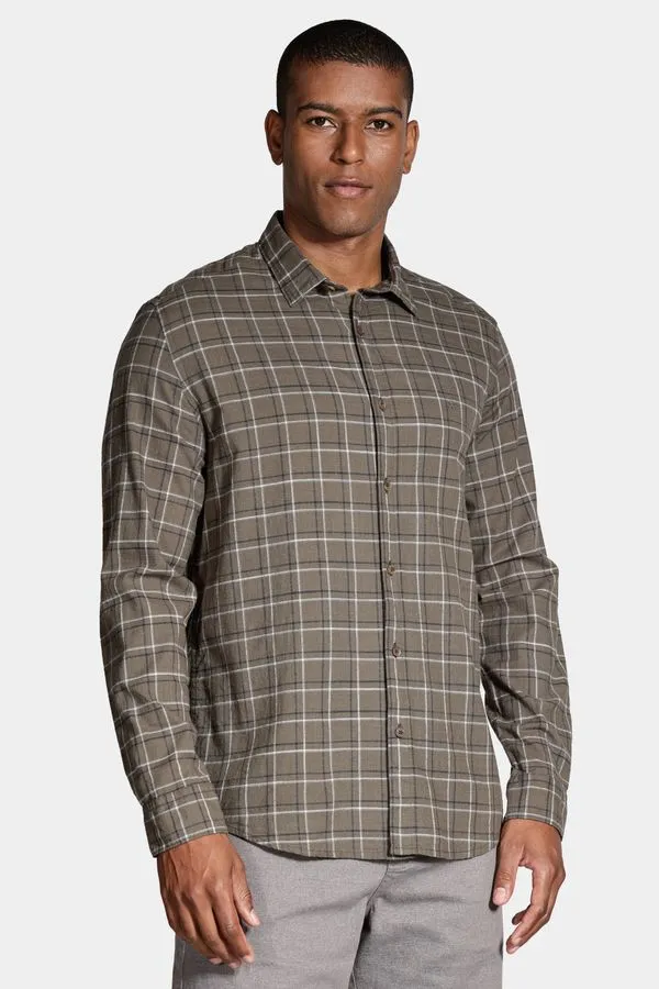 Camisa Manga Longa Slim Flamê Xadrez Verde/Marinho - P