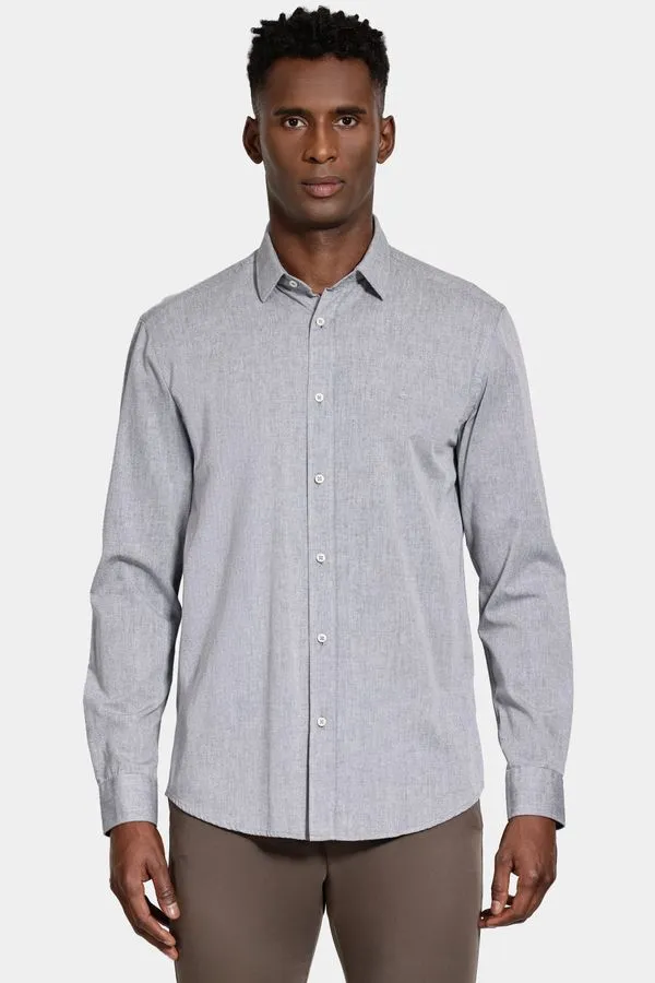 Camisa Manga Longa Slim Algodão Willis Chumbo - M