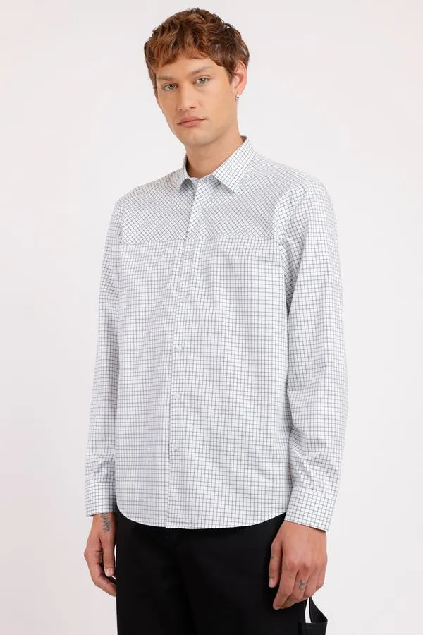 Camisa Manga Longa Xadrez Collab Alexandre Herchcovitch Branco Com Preto - G