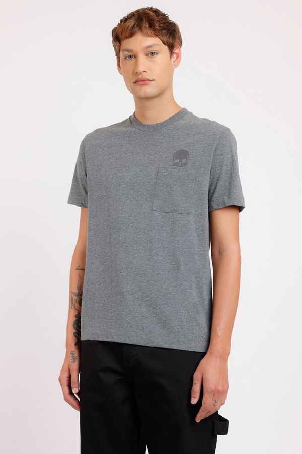 Camiseta Bordado Caveira Grafite Mescla - XGG