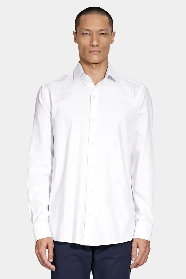 Camisa Manga Longa Regular Maquinetada Stretch Branco - 38