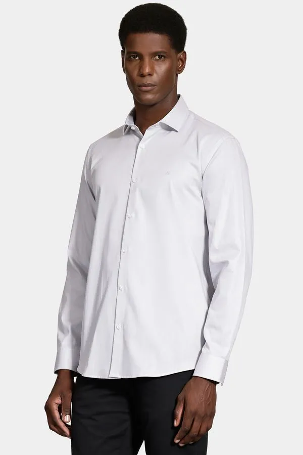 Camisa Manga Longa Regular Tricoline Maquineta Cinza - M