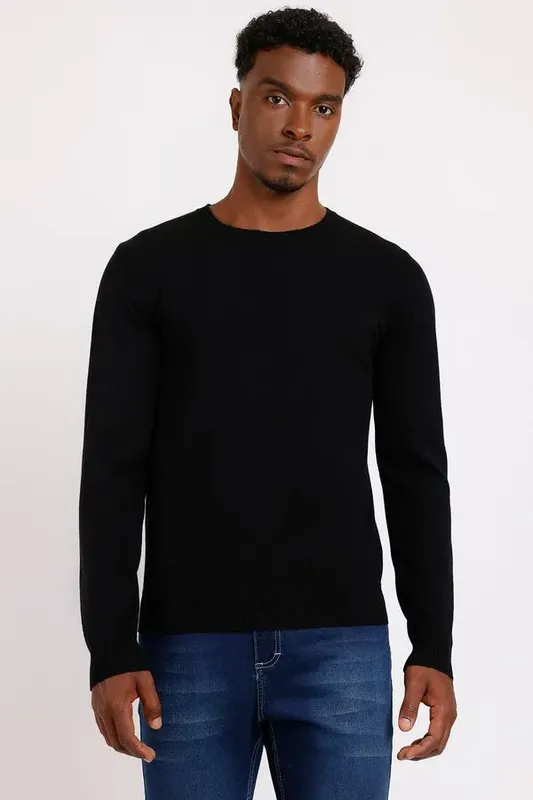 Tricot Manga Longa 100% Cashmere Preto - P