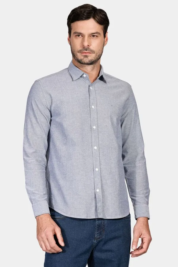 Camisa Manga Longa Regular Oxford Marinho - XGG