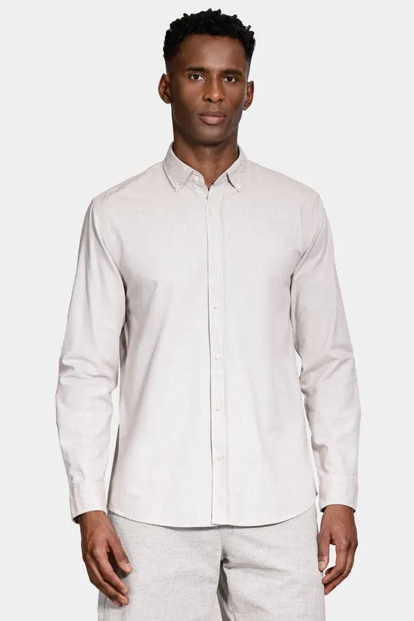 Camisa Manga Longa Slim Oxford Natural - G