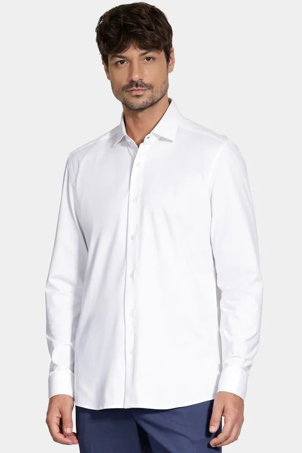 Camisa Slim Cetim de Malha Fio 120/2 Branco - M
