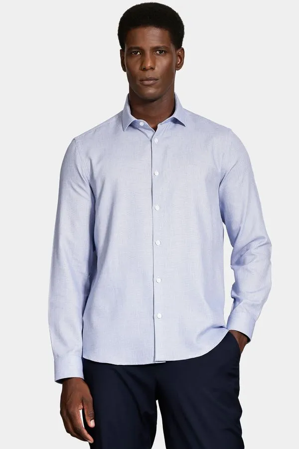 Camisa Manga Longa Regular Tricoline Maquineta Mix Azul - P