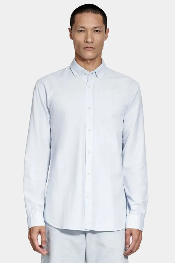 Camisa Manga Longa Slim Oxford Azul Claro - XGG