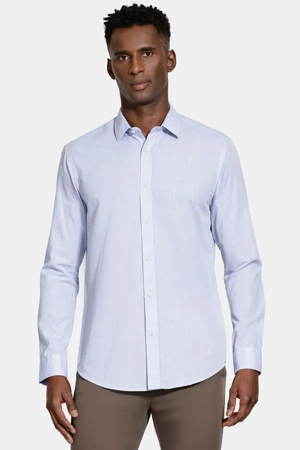 Camisa Manga Longa Slim Algodão Willis Azul Celeste - XGG