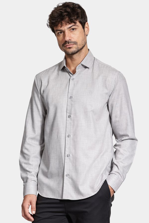 Camisa Manga Longa Regular Melange Cinza - XGG