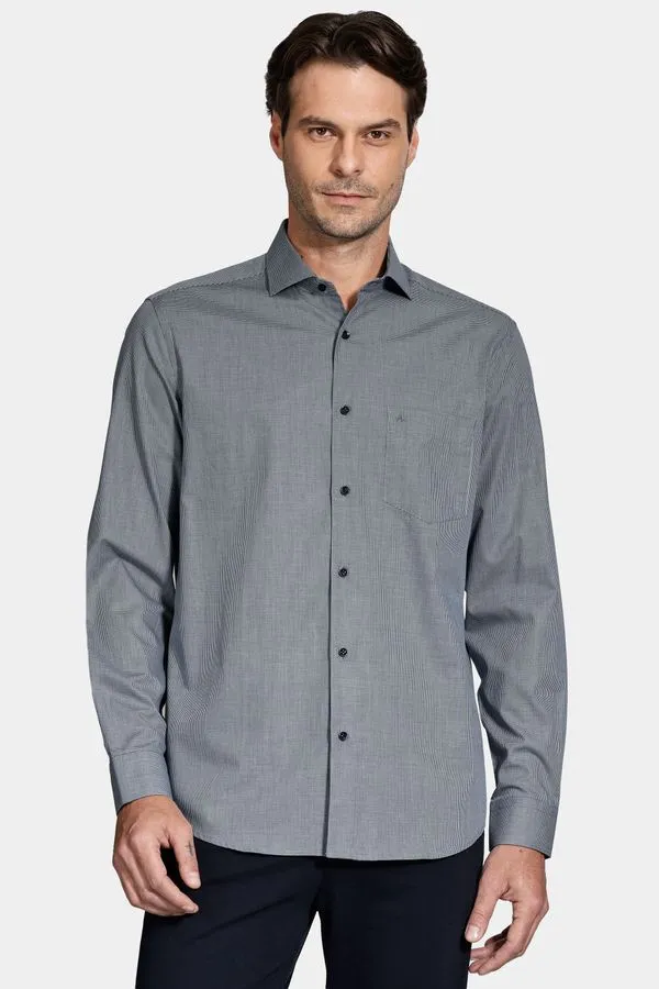 Camisa Algodão Regular Manga Longa Xadrez Marinho/Azul Claro - M
