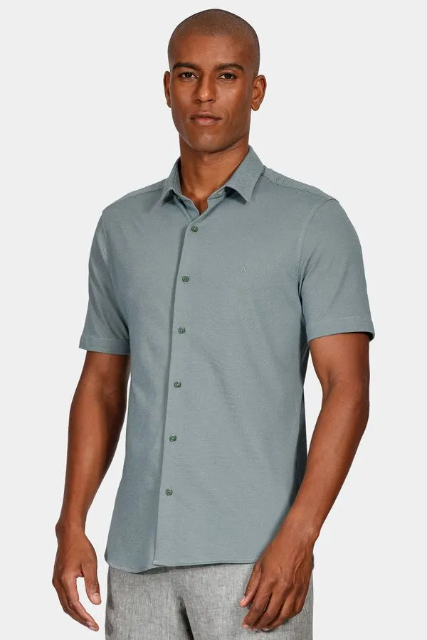 Camisa Manga Curta Cosmo Slim Piquet de Malha Monteserrat Verde - M