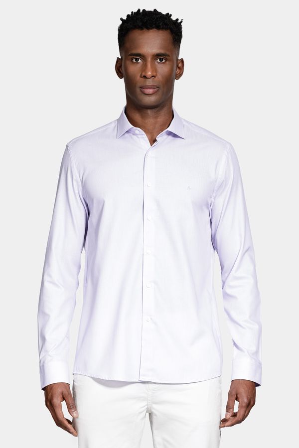 Camisa Slim Tricoline Maquinetada Manga Longa Lilas - P