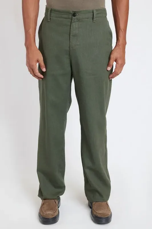 Calça Chino Ampla Rústica Verde - 44