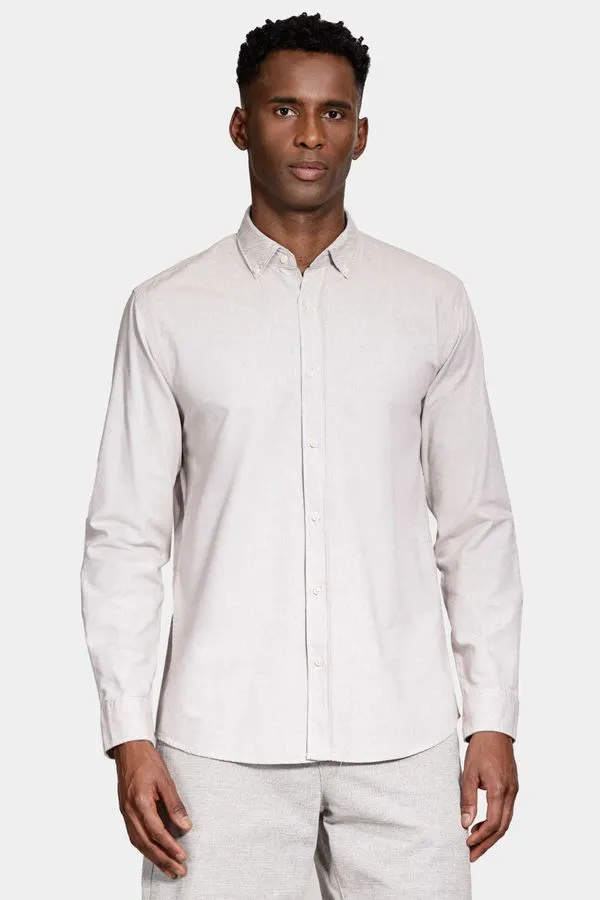 Camisa Manga Longa Slim Oxford Natural - P