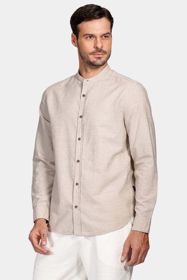 Camisa Regular Gola Padre Rústico Natural - XGG