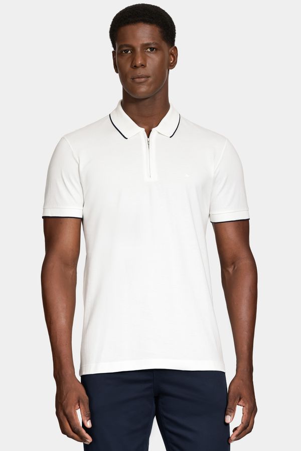 Polo Manga Curta Friso Off White - M