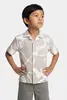 Camisa Regular Manga Curta Infantil Seersucker Caqui / Branco - 4