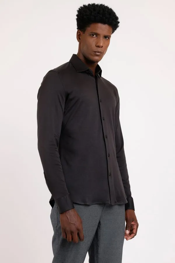 Camisa Manga Longa Cosmo Slim em Algodão Supima Preto - M