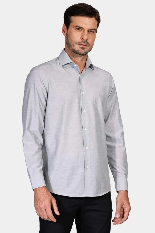 Camisa Regular Social Tricoline Cinza - 39