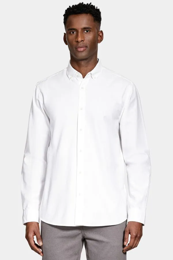 Camisa Manga Longa Slim Oxford Branco - P